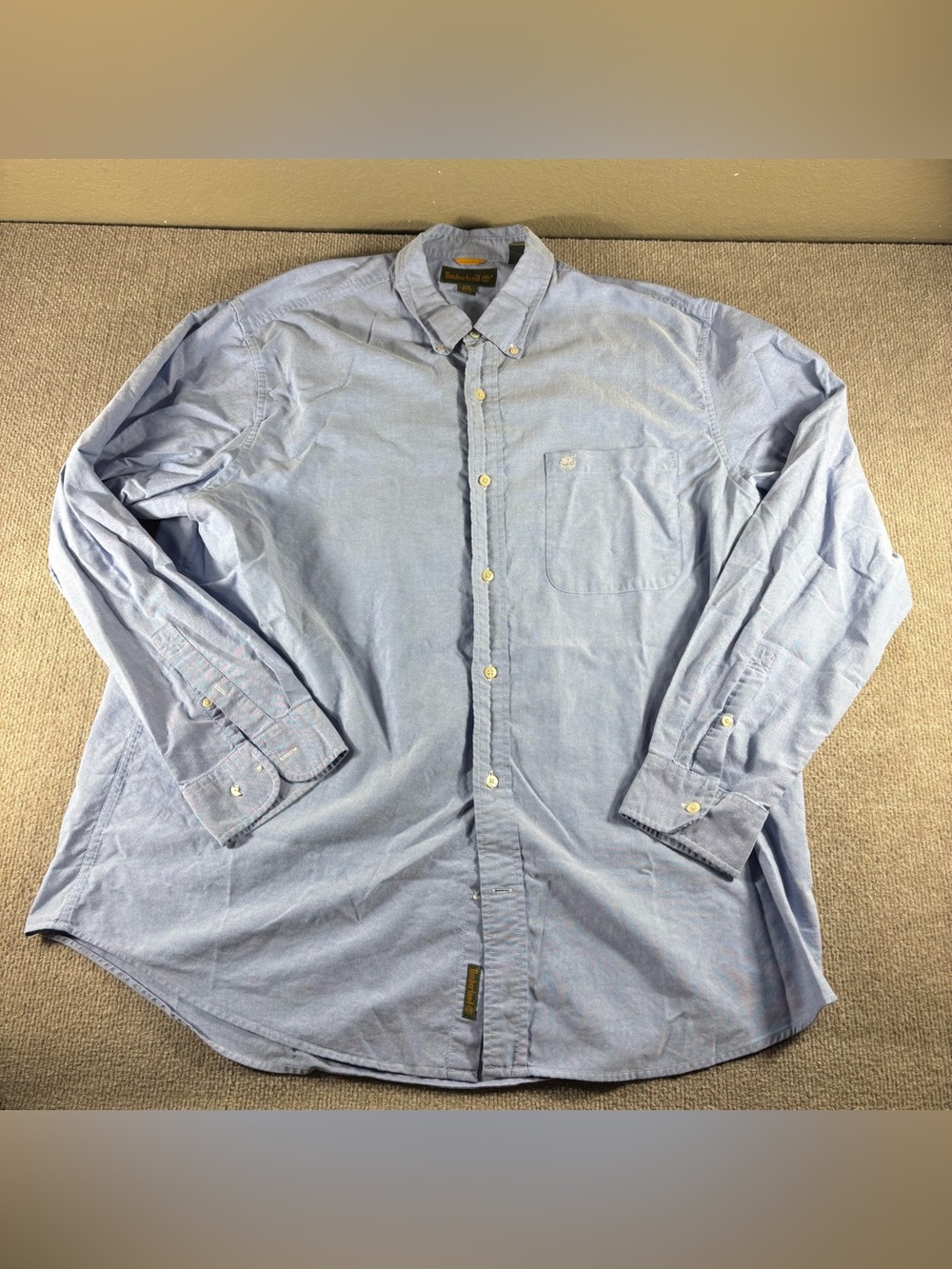 Timberland Light Blue Long-Sleeve Men's 2XL Button-Down Shirt